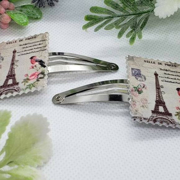 Paris Themed "Stamp" Barrette - Picture 2 of 3